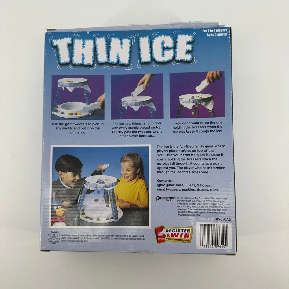 Pressman Thin Ice Game Fun‎ Family Kids Ages 5 Plus Penguin Marble Challenge